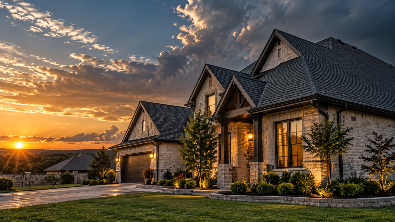 Illustrative completed residential roofing exterior